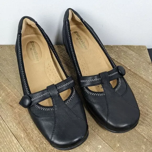 Naturalizer Olympia black leather slip on shoes comfort work size 6.5 - Picture 3 of 8